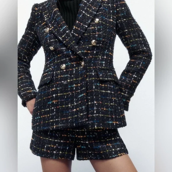 ZARA Tweed Blazer & Shorts Set - Size XS